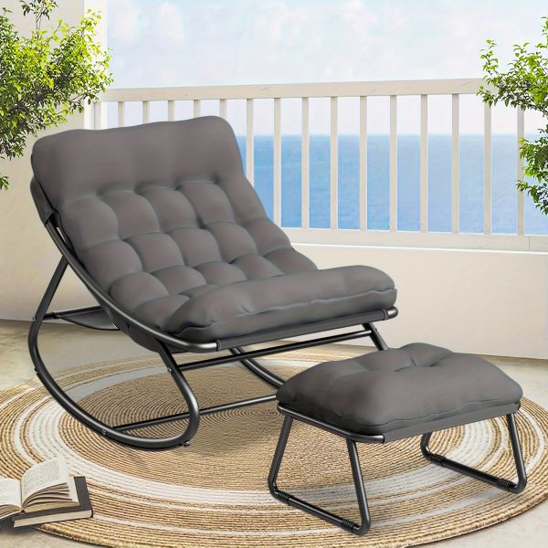 product-fancy-396ba68c-7bcc-4447-a580-ec51922ee6aa Oversized Rocking Chair with Cushion • Comfy Egg Glider Rocking Chairs Indoor with Footrest • Outdoor Patio Lounge Chair Rocker Chairs for Living Room Bedroom Balcony Porch