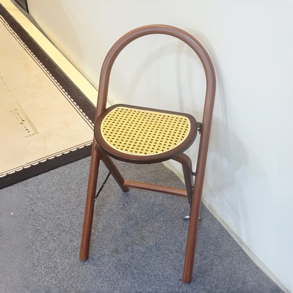 product-fancy-3983aa5b-bfe7-45a8-830f-e89aec811706 1pc, Bamboo Portable Rattan Folding Stool with Handle, Home Dining Chair, Vintage Style Leisure Chair, Space Saving - Perfect for Restaurant, Living Room, Kitchen, Bar, Dormitory