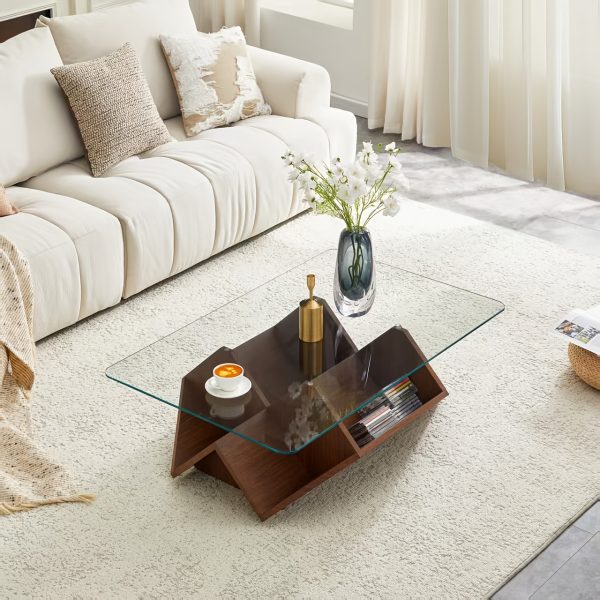 product-fancy-3a046f4f-5091-4f9b-a9be-dcd50bc80eb0 Coffee Table, Modern Multi-Storage Tempered Glass & MDF, Spacious Storage Compartments for Daily Essentials, Sturdy Construction Coffee Table for Living Room Bedroom Office, Contemporary Stylish Design Home Furniture with Ample Storage Space