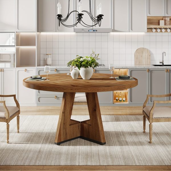 product-fancy-3a321e5c-3666-4940-a685-23655e02c8c4 47 Inch Farmhouse Dining Table, Rustic Round Dinner Table for 4, Ideal for Home Dining Room And Living Room, Offering A Countrified Touch to Your Decor