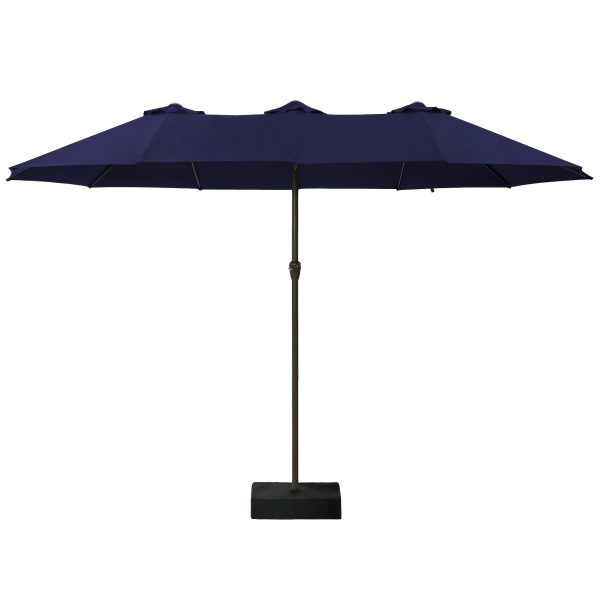 product-fancy-3a3a1866-d963-4afb-935b-349140c90aa1 15-foot Long Rectangular Large Outdoor Patio Umbrella, Includes Base, Double Table Umbrella With A Crank Handle, Market Umbrella - UV Resistant, Heavy-duty Pool Umbrella, Suitable For Lawns, Backyards, And Gardens.