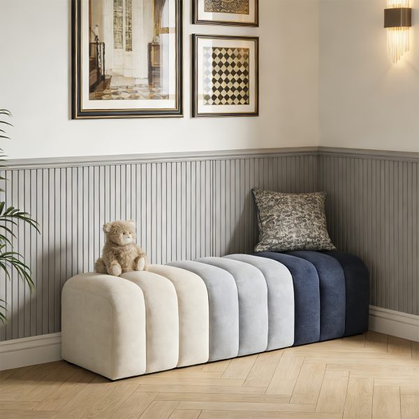 53.5"W Ombre Color Upholstered Entryway Boucle Bench