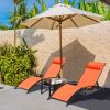 [Outdoor Lounge Chair] 2-Pcs Outdoor Lounge Chair With 1-Pcs Side Table, Patio Sunbathing Lounger, 5-Level Height Adjustable, Suitable For Garden, Pool, Beach, Outdoor Use