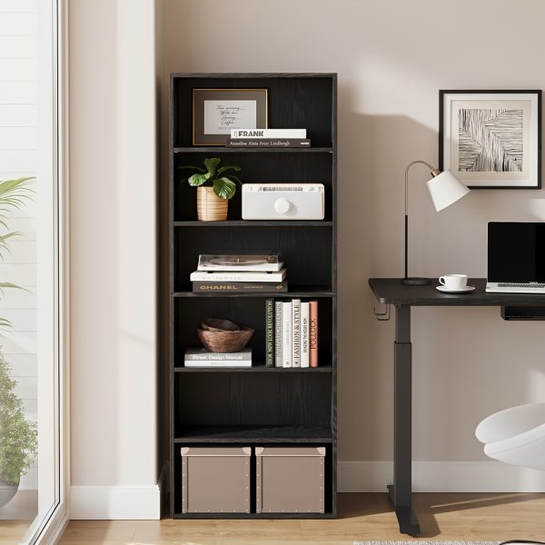 6-Tier Open Bookshelf Display - Space-Saving Bookcase for Home Office & Living Room, Book Organizer with Storage, Dining Room Shelf