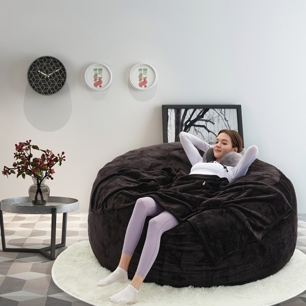 product-fancy-3b603714-805f-4ec4-8dbc-94c039979d55 Enormous 6' Memory Foam Furniture Bean Bag (3 Gifts: U-Shaped Pillow, Blanket Pillow, 6-Foot Rug) - Big Sofa with Soft Microfiber Cover