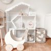 product-fancy-3b624cba-aca3-41c8-9702-b39704f0fb41 Wooden 3-Tier Doll House Bookshelf, White Kids Toys Storage Organizer, All-Season Playroom Nursery Shelves, Ideal Gift for Ages 3-8, Boys & Girls Bedroom Decor
