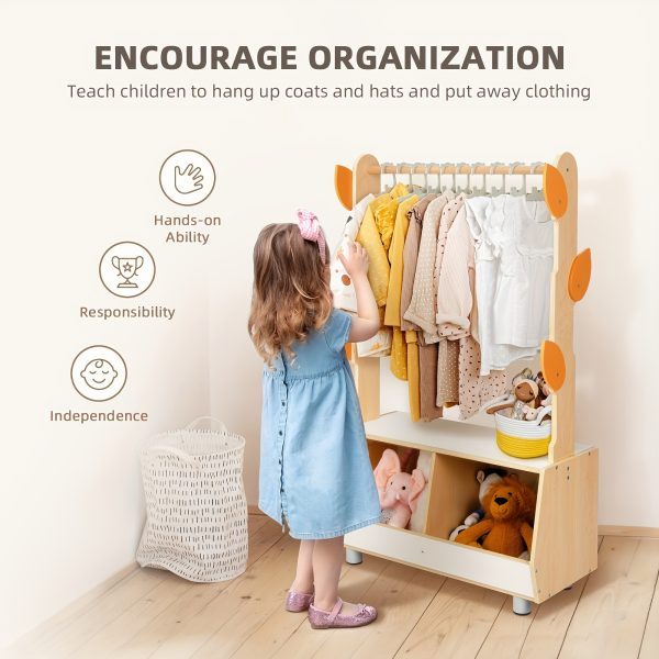 Costume Storage Solution, Tree-Shaped Dress-Up Rack for Children, Costume Organizer with Storage Cabinet, Ideal for Rooms, Living Areas, Playrooms, And Daycare Facilities