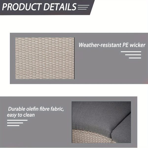 Outdoor Half Moon Patio Furniture 5pcs Curved Outdoor Sofa, All-Weather Outdoor Sectional Furniture Patio Conversation Sets with Round Tempered Glass Top Table with Cushion