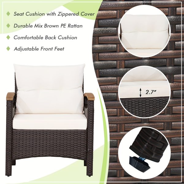 product-fancy-3bc9e50d-ad58-4024-a0b5-9c3f24fe7df9 3pcs Patio Rattan Furniture Set Wooden Armrest Table Top Cushioned Deck