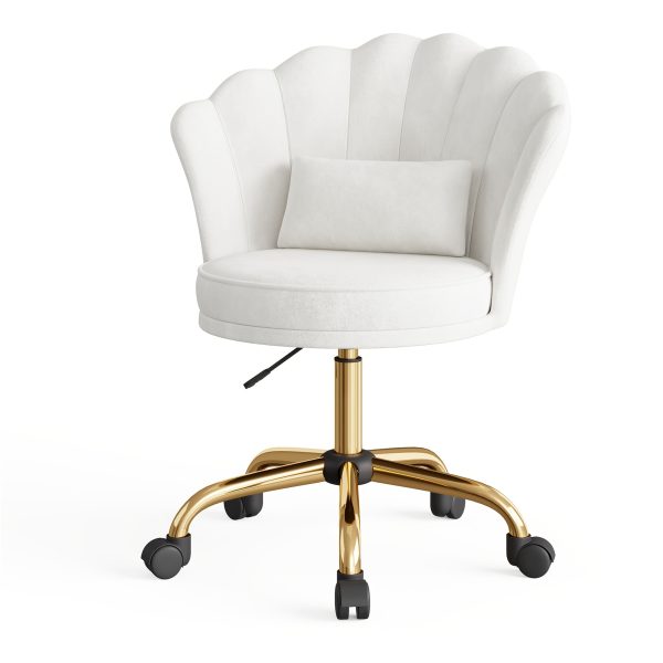 product-fancy-3bec9c8f-6e70-4079-8539-57e70ff5f647 Girls' & Women' Luxury Velvet Tufted Vanity Chair with Wheels - Height Adjustable Upholstered Desk Chair Suitable for Bedroom, Living Room, Dressing Table, Soft Cushioning, No Assembly Required, Contemporary Petal for Home Office