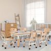 product-fancy-3bf4f577-d9ce-48da-92d4-cee879c6dcd0 Kids Table And 6 Chairs Set, Rectangular Plastic Graffiti Desk, Preschool Activity Art Craft Table, for Boys And Girls Halloween Christmas Gifts