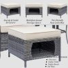 2pcs Royal Craft Outdoor Patio Furniture Set | Hand-Woven Pe Rattan Ottomans With 3.15 Inch Thick Cushions, All-Weather Material, Movable Cushions, Multifunctional Use, Gray Wicker With Beige/Denim Blue Cushions