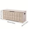 A Large Storage Desk Measuring 47.2 Inches, Featuring a Storage Box Equipped with Two Safety Gel Buffer Hinges. This Box Is Suitable for Use in The Living Room Or Bedroom, Can Support Up to 150 Pounds, Has Two U-Shaped Cutouts