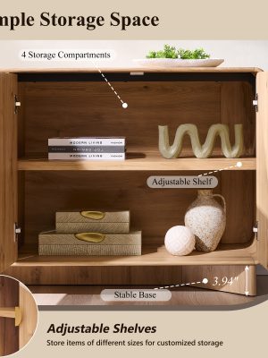 70'' Modern TV Stand, Entertainment Center with Adjustable Shelves, Curved Profile Design, Media Console for Living Room