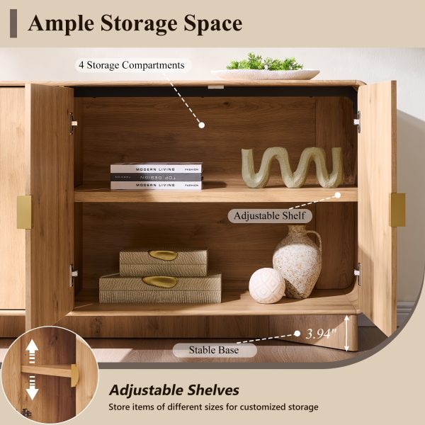 70'' Modern TV Stand, Entertainment Center with Adjustable Shelves, Curved Profile Design, Media Console for Living Room