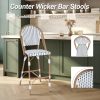 product-fancy-3c31bb0a-1e35-471c-b380-ee8119056db0 French Counter Height Bar Stool Set of 2, 30" Patio Rattan Bar Stool Chairs, Outdoor Armless Barstools for Porch Garden Indoor