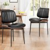product-fancy-3c5e323e-e1f4-462e-9858-231ae14e0c3a Padded Seat & Backrest - Modern Faux Leather Dining Chairs - Set Of 2 - Metal Legs with Adjustable Feet - for Kitchen, Dining Room, Office