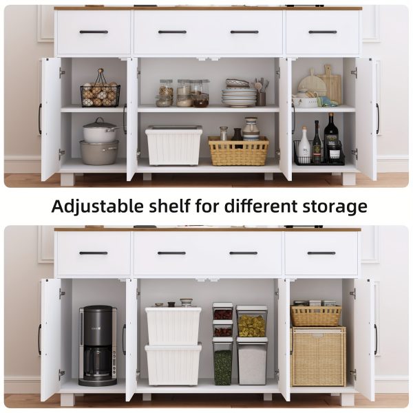 product-fancy-3c6d700f-b05b-4cb6-b83b-42fa71aa6afa 55" Modern Farmhouse Sideboard Buffet Cabinet with Storage, 3 Drawers & 4 Doors, Ideal for Kitchen And Dining Room, Kitchen Decor