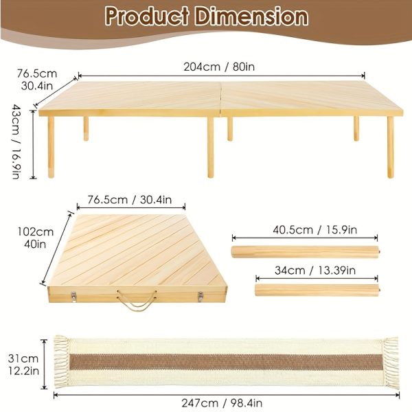 product-fancy-3ca10bbc-34e9-4c15-9d80-7f71ff689c7b 1pc Foldable Low Picnic Table, 60-inch Portable And Lightweight Camping Table, Foldable Camping Table with Tablecloth, Suitable for Parties, Patios, Gardens, Barbecues, Backyards, Christmas (natural Wood Color)