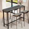 AESOME Counter Height Table Rectangle Sintered Stone Tabletop 47.2in Narrow Long Kitchen Dining Table 41.4in High Top Table Living Room Furniture, Sturdy Metal Frame