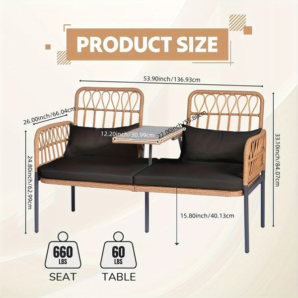 product-fancy-3ceedc2a-86ac-4574-b561-169b2acf8c37 Modern Outdoor Rattan Sofa with Table - Ideal Patio Set with Cushions And Glass Coffee Table for Your Balcony, Lawn, Garden, Or Backyard