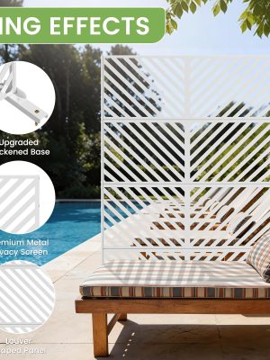 Outdoor Privacy Screen | Freestanding Rustproof Iron Fence Panel For Patio, Garden, Balcony, Ac Unit Cover, Trash Can, Modern Decorative Divider By Mophoto
