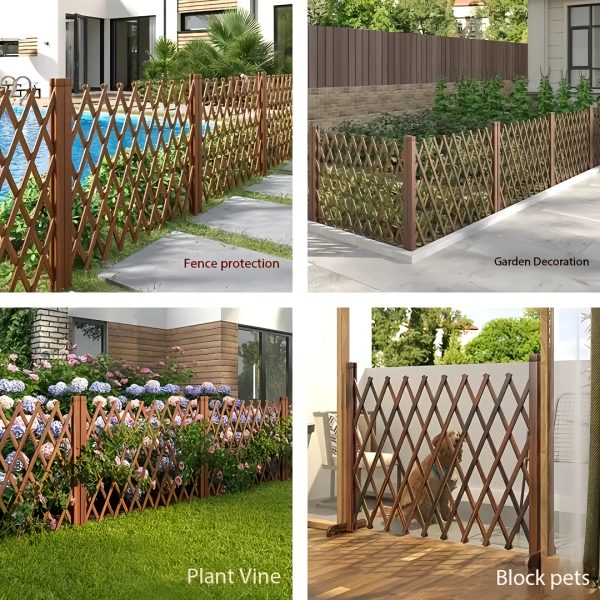 product-fancy-3d075a03-9ede-4961-8faf-45544bef6818 1/2pieces Wood Fence Panel Retractable Privacy Screen | Expandable Farmhouse Garden Trellis, Adjustable Height & Width, Sturdy Wood for Yard/Patio/Balcony, Weatherproof, Easy Assembly, Decorative Privacy Barrier, Plant Support, Pet Gate