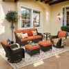 product-fancy-3d4bcb1b-e3cc-4b21-8a88-c16ff093b8cf 6pcs Outdoor Patio Furniture Set with Swivel Rocking Chairs, High Back Outdoor Sectional Sofa Sets with Side Table - Handwoven Rattan Outside Seating Sofa, Weather-Resistant Couch for Garden/Deck/Backyard/Decor