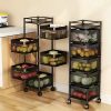 product-fancy-3d5128e6-7032-4a7a-80fb-4b751ba7bf64 Rotating Kitchen Storage Shelf 5 Tier, Metal Fruit Vegetable Storage Basket Multi-Layer Vegetable Rack Storage Trolley on Wheels, Floor-Standing Basket for Kitchen Bathroom, Square