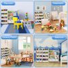 product-fancy-3d706b00-4758-406c-bc41-a3362f2aae93 2in 1 Kids Bookshelf And Child Storage Organizer with 12 Bins And 4 Tier Book Shelf for Playroom, Classroom, Nursery Room, Bedroom, Kindergarten, School, Perfect Gift for Christmas, Halloween, Thanksgiving, Easy to Installation, Space Saving