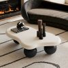 product-fancy-3d8ed3e8-5bd4-4c88-9f0d-333316709361 40 Inch Cloud Shaped Coffee Table with 3 Ball Legs Modern Irregular Accent Table White Top Black Legs Sturdy MDF Construction Smooth Curved Corners Child Pet Friendly Easy Assembly Spacious Surface for Living Room Bedroom Apartment Home