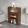 product-fancy-3da77946-1a3d-46c3-8a89-257d5b06edca Contemporary Storage Unit Featuring Two Shelves And One Compartment, a Display Cabinet with a Glass Door, a Bookshelf with Sleek Handles, Suitable for The Living Room, Office, And Entryway, Stylishly Designed in Brown