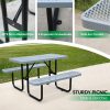 product-fancy-3db26f4f-d5c0-42b2-af2e-a25ea6e67a21 4/6ft Heavy-Duty Metal Picnic Tables with Umbrella Hole for Outdoor, Rectangular 4-6-Person Picnic Tables with Bench, Commercial Expanded Picnic Table And Bench Set, Outside Furniture Set for Yard Outside Garden Backyard Porch Patio Lawn, All-Weather
