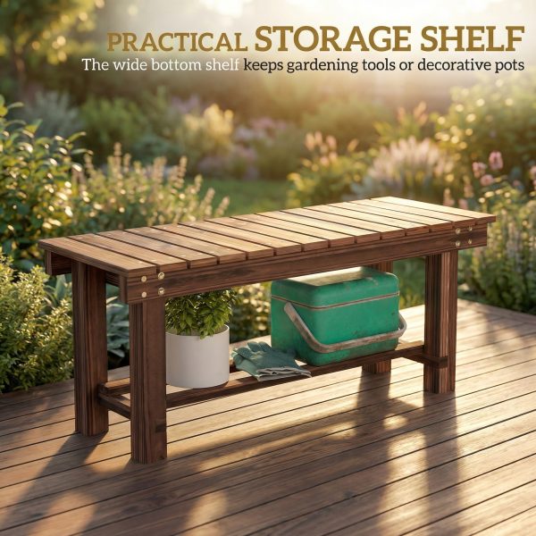 product-fancy-3dcc3828-5cdf-425c-935f-544a934b4885 Carbonized Wood Garden Bench for 0.8 People, Measuring 35.4 Inches