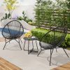 product-fancy-3dd31060-e18e-47d9-867f-4a6a1dd63236 Set of 2/4/6 Acapulco Chairs for Outdoor Use, Contemporary Patio Furniture Collection, Woven Bistro Set Featuring a Metal Frame Suitable for Balconies, Lawns, Porches, And Gardens, in Black Color