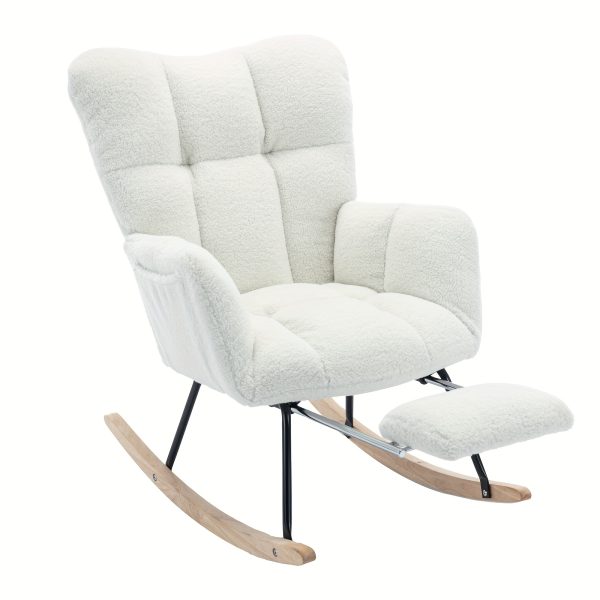 product-fancy-3ddc49ab-d38d-4443-b4a0-4d7eb5d3ebc9 Nursery Teddy Upholstered Glider Rocker with Adjustable Footrest, High Backrest Padded Recliner Reading Chair for Bedroom