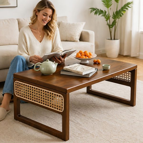 product-fancy-3e52f0d8-b140-43e6-9d74-ff065e8bfa36 Foldable Bamboo Picnic Table - Portable Patio/Garden Coffee Table, Suitable for Backyards, Patios, And Balconies. Lightweight, Low Camping Coffee Table. A Must-Have for Spring Easter Garden Parties. Compact Floor Table with No Installation Required