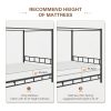 [Queen Canopy Bed Frame] Full Queen Canopy Bed Frame With Headboard And Footboard, Mattress Foundation Platform With Metal Slats Support, No Box Spring Needed, Easy Assembly, Black