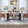 product-fancy-3e7fa0f9-dbb8-4a8b-94ae-7312aae66f6f Waterproof and Scratch-Proof Dining Table - Luxurious 71-Inch Large Rectangular with Marble-Color Wood Top - Adjustable V-Shaped Legs for 4-7 People - Ideal for Family Dinners, Office, Kitchen, Living Room
