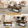 product-fancy-3eb3a8d7-1bb8-41f4-92ad-2bbf6e595017 Lift Top Coffee Table with Hidden Storage, Industrial Wood And Metal Living Room Table with Open Shelf, Liftable Dining Coffee Table for Home Office