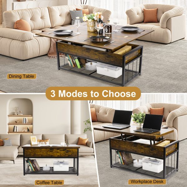product-fancy-3eb3a8d7-1bb8-41f4-92ad-2bbf6e595017 Lift Top Coffee Table with Hidden Storage, Industrial Wood And Metal Living Room Table with Open Shelf, Liftable Dining Coffee Table for Home Office