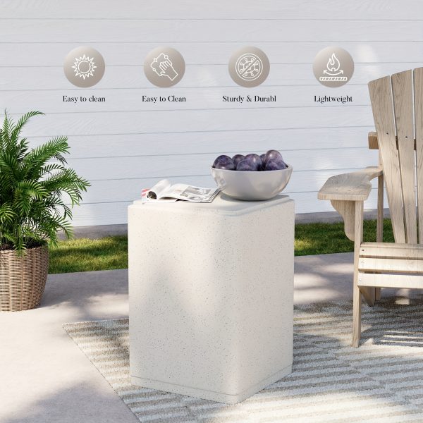 product-fancy-3f2c9fc6-5fd9-44e2-8c4c-d733eb4f4007 20" Outdoor Side Tables, Courtyard Circular Concrete Side Tables, Durable Small Dining Side Tables, Decorative Stools, Plant Racks, Suitable for Use In Gardens, Porches, Decks, Balconies, And Beaches