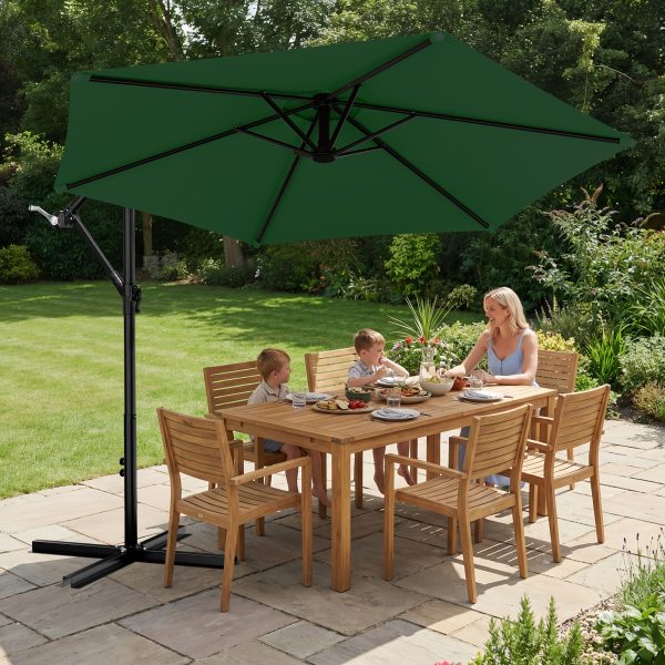product-fancy-3f2eff6b-61a8-4b3f-b5cd-6c6c1823c08b 10-Foot Cantilever Patio Umbrella Featuring an Infinite Tilt Mechanism, Offset Outdoor Umbrella with a Cross Base, Durable Crank Lift Market Umbrella Suitable for Yards, Gardens, And Decks (Weighted Base Sold Separately)