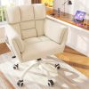 product-fancy-3f58858a-e321-4151-a556-c2c41710adb7 Vanity Chair Skin-Friendly Material with Mid-Back, Modern Adjustable Height Upholstered Swivel Chair with Wheels, Desk Chairs Comfy with Side Pockets for Bedroom