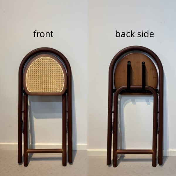 product-fancy-3f5e2cd2-4bcb-4368-a6ea-e4a5f7d692a4 1pc, Bamboo Portable Rattan Folding Stool with Handle, Home Dining Chair, Vintage Style Leisure Chair, Space Saving - Perfect for Restaurant, Living Room, Kitchen, Bar, Dormitory