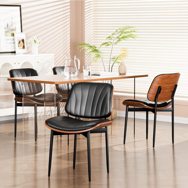 product-fancy-3f6f8562-aecd-4fee-8fda-dd8b54dcd3b2 Padded Seat & Backrest - Modern Faux Leather Dining Chairs - Set Of 2 - Metal Legs with Adjustable Feet - for Kitchen, Dining Room, Office