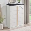 product-fancy-3f74fc5b-cb91-4883-b1ec-70cf9077dab6 JXQTLINGMU Modern 5 Drawers Dresser For Bedroom With Arched Panel, 44" Tall Dresser For Closet With Metal Handles, Push-to-Open Wood Storage Closet Dressers Tv Stand For Living Room, Hallway