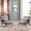 product-fancy-3f832fc9-9acf-4008-9b2c-aec50cd6b1ba Mid-Century Modern Upholstered Accent Chair with Solid Wood Frame & Extra Pillow, Linen Lounge Reading Armchair for Game & Recreation Room Furniture