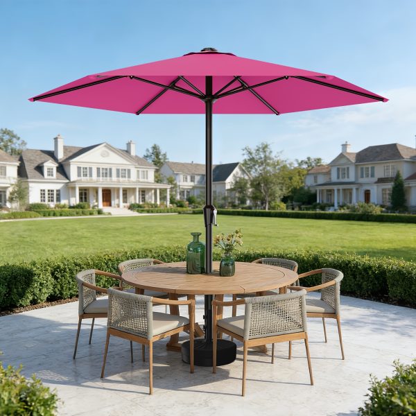 [Heavy Duty Patio Umbrella] 9ft Outdoor Umbrella, Heavy Duty Patio Umbrella with Crank, 6 Sturdy Ribs, UV Block for Market, Pool, Backyard, Garden (Base Sold Separately)