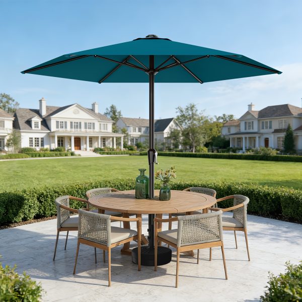 [Heavy Duty Patio Umbrella] 9ft Outdoor Umbrella, Heavy Duty Patio Umbrella with Crank, 6 Sturdy Ribs, UV Block for Market, Pool, Backyard, Garden (Base Sold Separately)